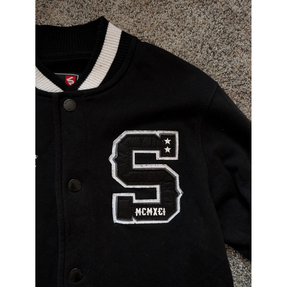 Southpole Mens‎ Black Varsity Jacket MCMXCI S Logo Athletic Style XL y2k - Picture 2 of 6